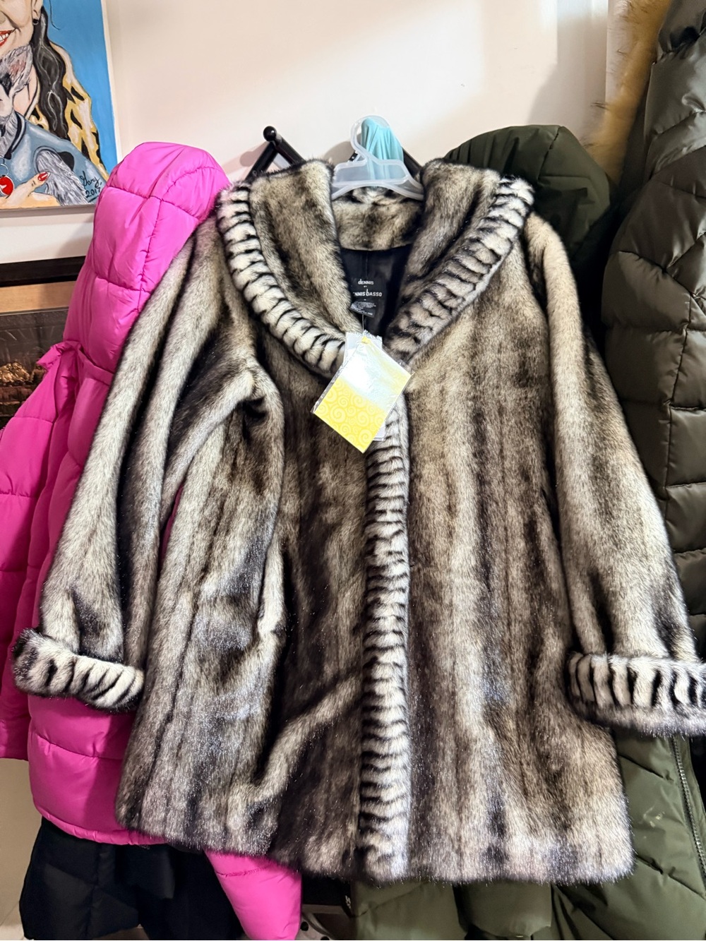 Dennis Basso New with tags! Retail Vintage-Inspired Faux Fur Coat in Gray -